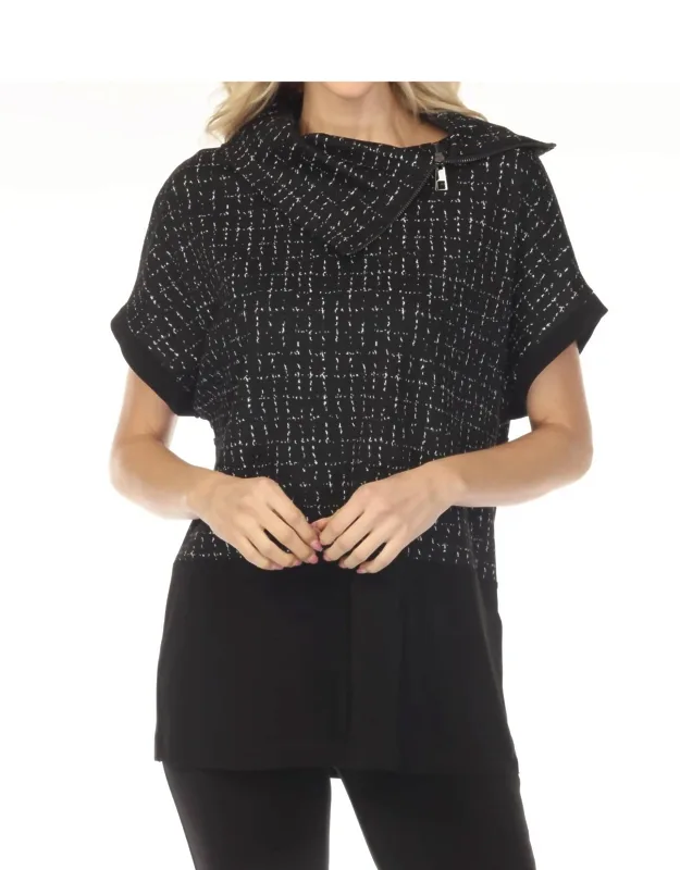 Checkered Jacquard Tunic Top