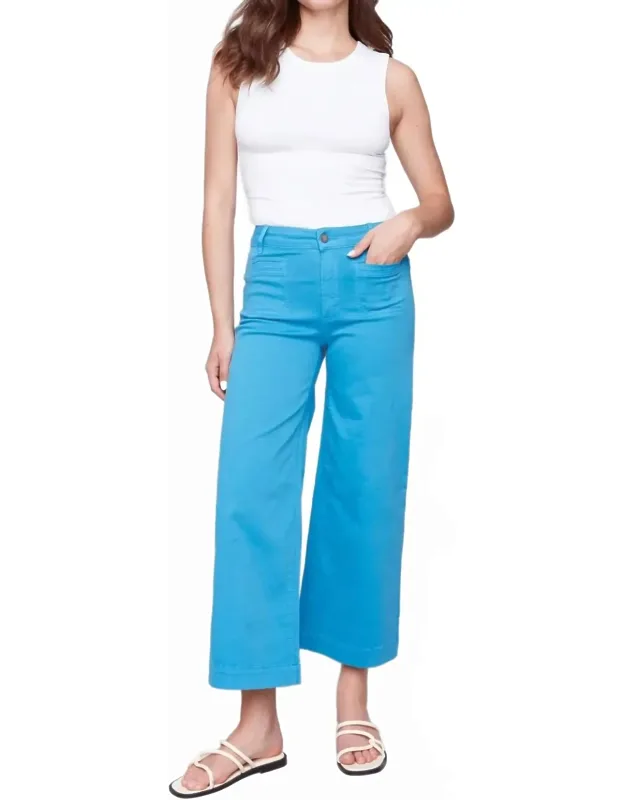 Cropped Flare Leg Front Patch Pocket Pants