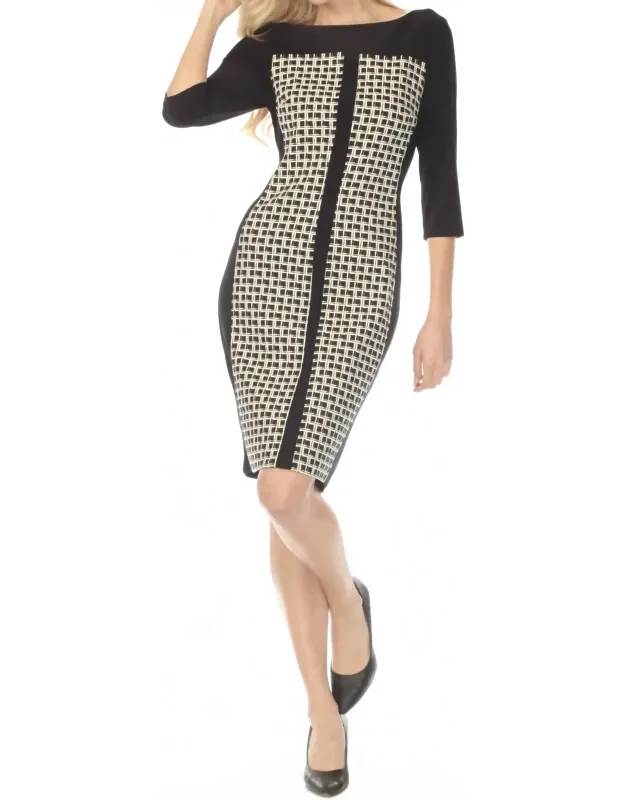 Geometric Jacquard Sheath Mini Dress