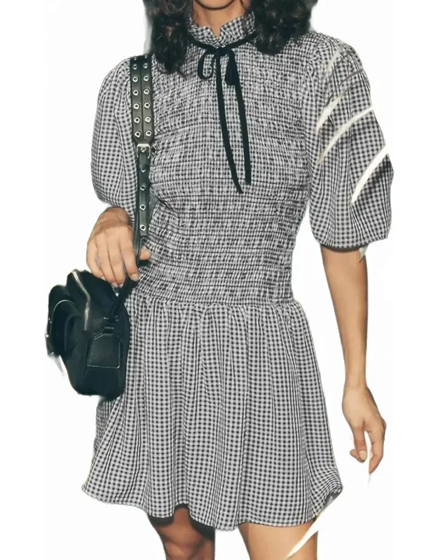 Gingham Smocked Mini Dress