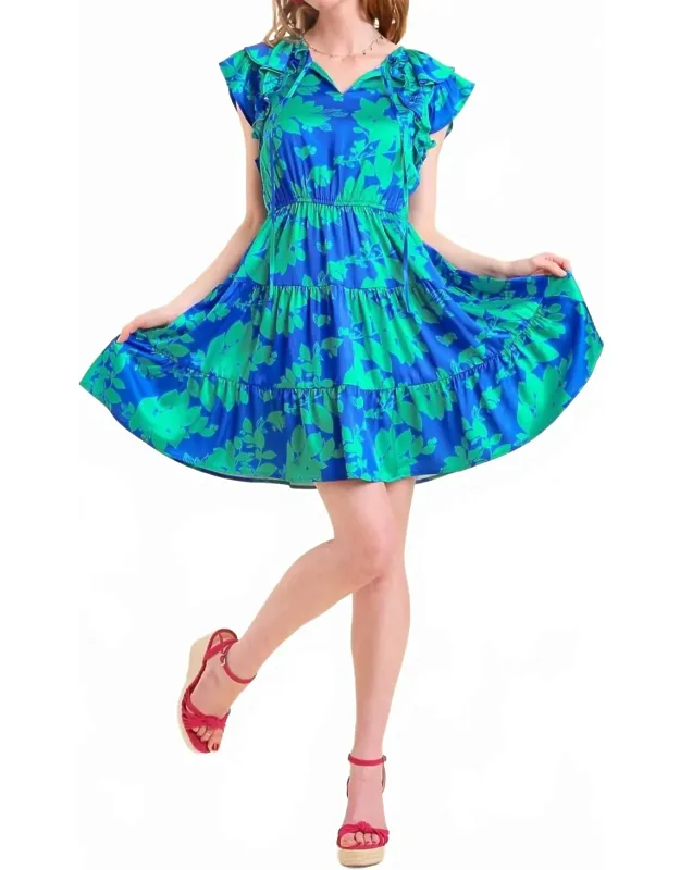 Satin Floral Tiered Dress