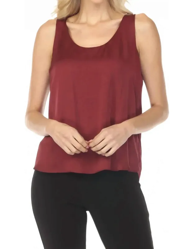 Scoop Neck Sleeveless Satin Top