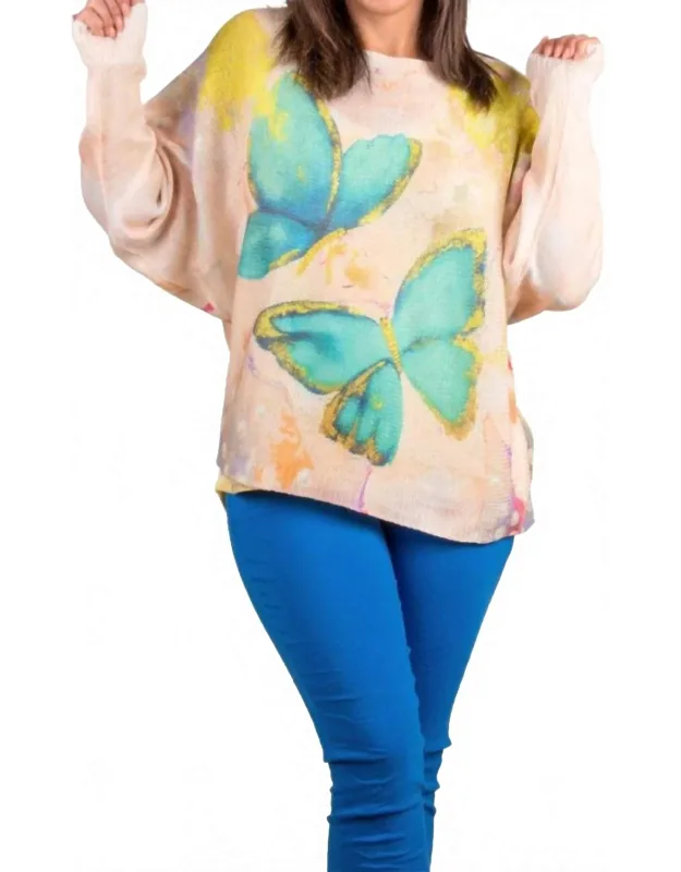 Daria Batwing Sweater With Butterfly Print