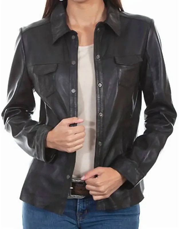 Lamb Leather Shirt Jacket