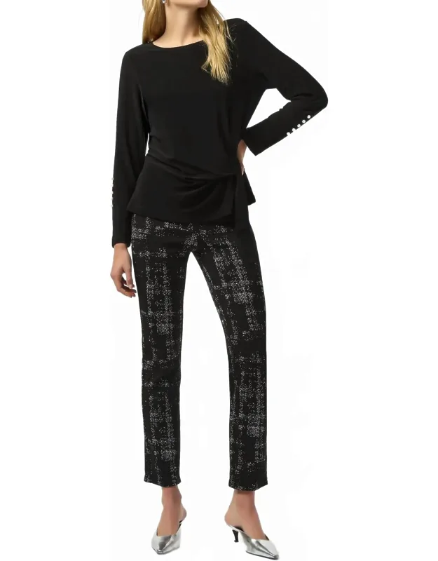 Plaid Jacquard Slim Ankle Pants