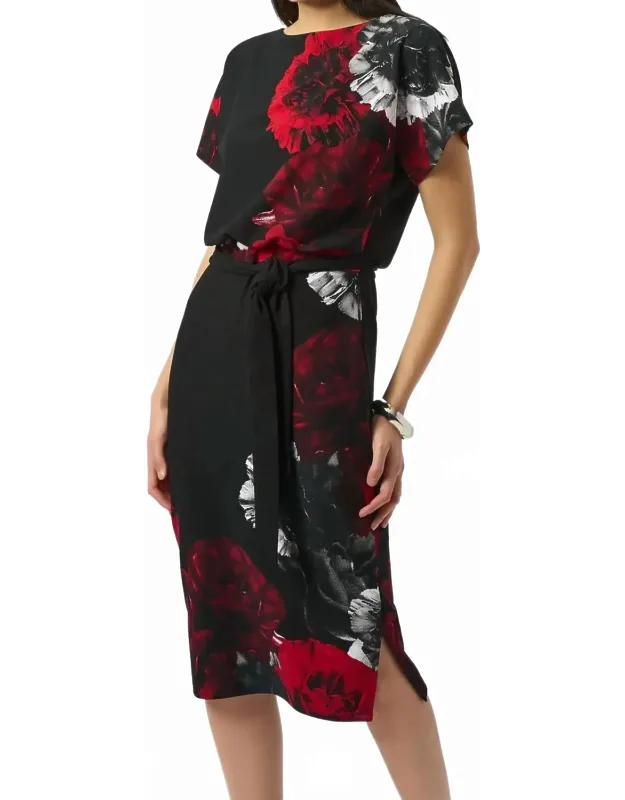 Floral Boat Neck Sheath Dress