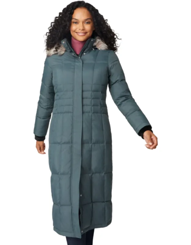 Free Country Full Length Splendor Down Jacket With Cozy Down Insulation And Water-resistant Shell