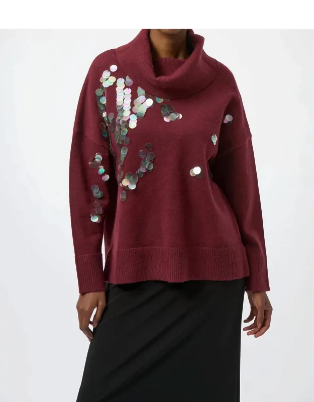 Sequined Turtle Neck Pullover Sweater