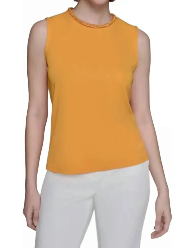 Bead-trim Sleeveless Tank Top