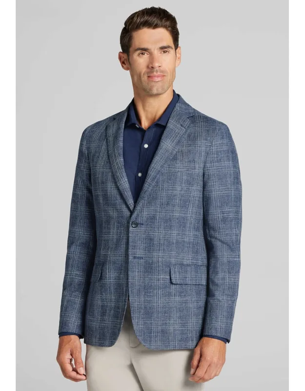 Tailored Fit Wool-cotton Blend Medium Plaid Sportcoat