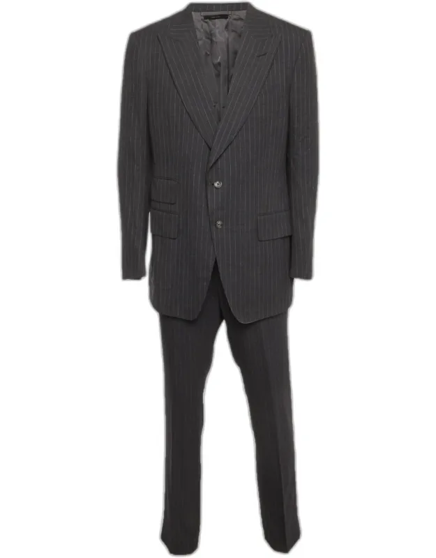 Striped Wool Single Breasted Suit
