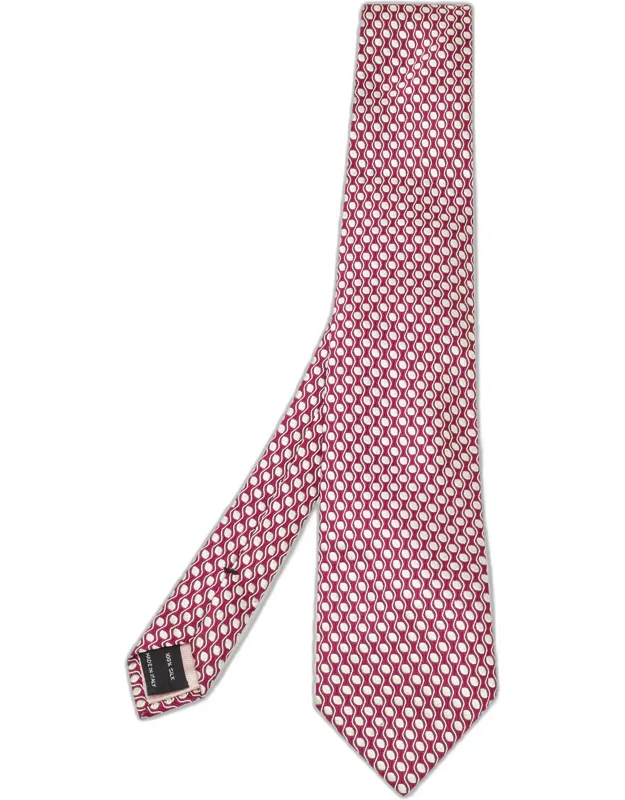 Dark Pink Dot Pattern Silk Tie - Refined Pattern For Formal Dressing