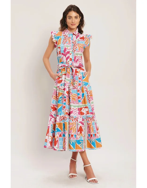 Mosaic Woven Midi Dress