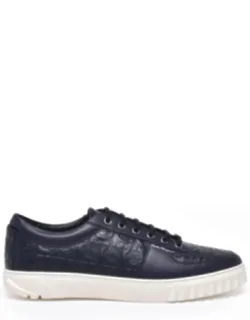 Leather Sneakers With Embossed Detailing And Rubber Sole