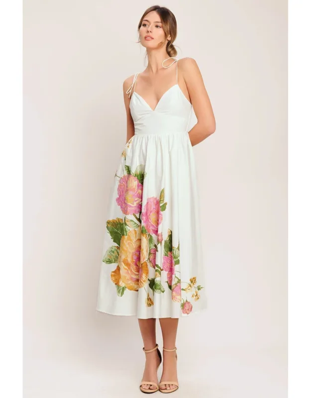 Poetic Bloom Woven Midi Dress