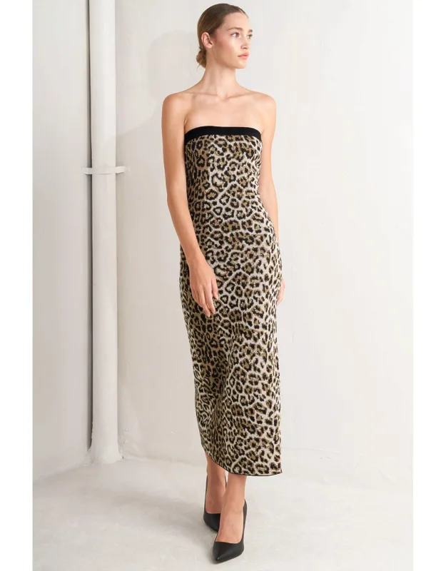 Wild Romance Leopard Knit Midi Dress