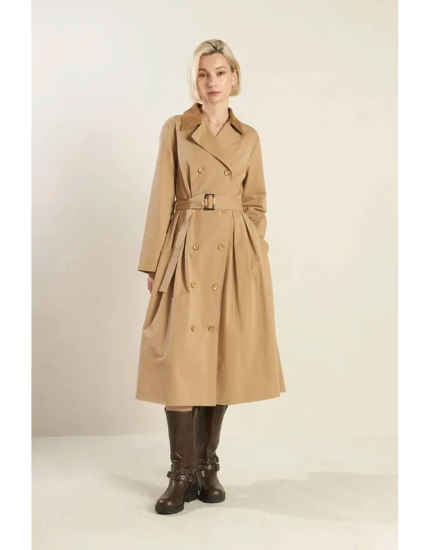 Falling Leaves Woven Midi Trench Coat