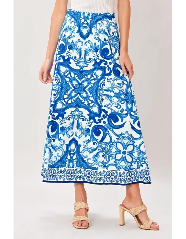 Coastal Mosaic Woven Midi Circle Skirt
