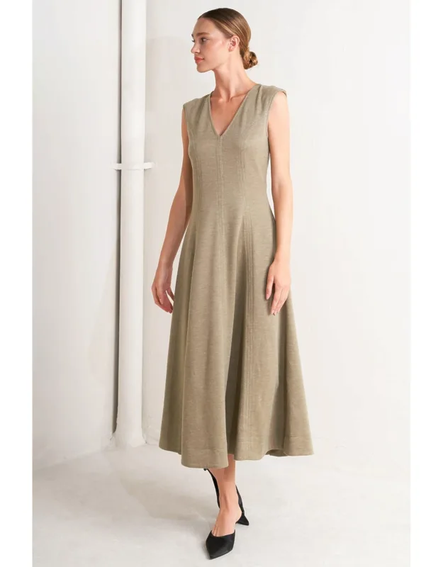 Woven Knit Midi Dress