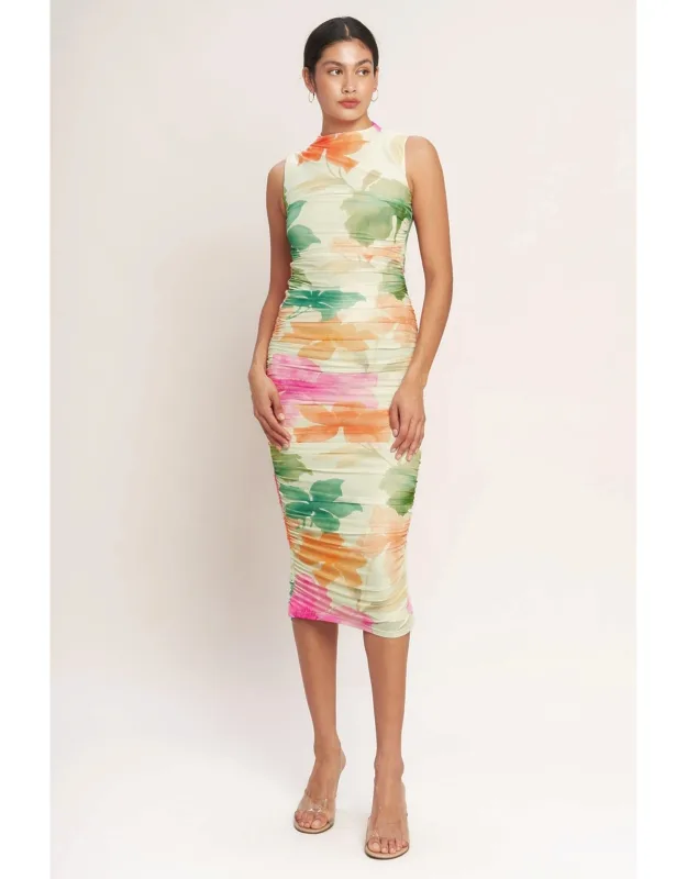 Power Mesh Midi Dress