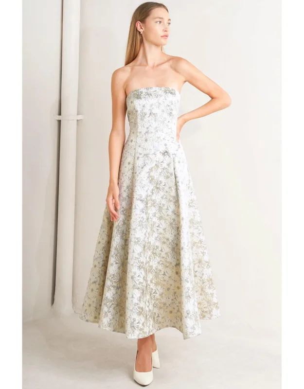Woven Jacquard Midi Dress
