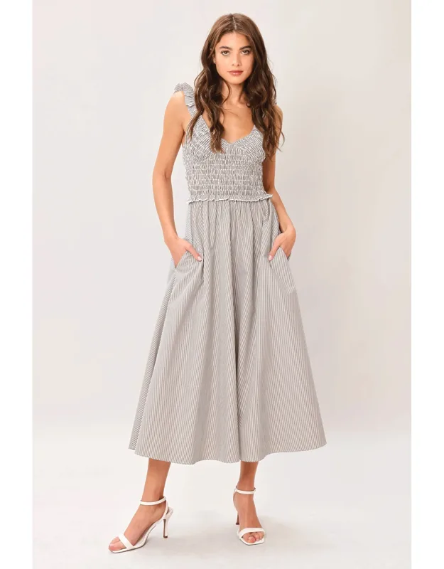 Sweet Stripe Woven Midi Dress