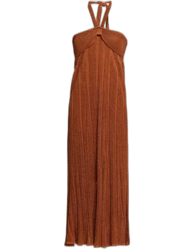 Metallic Halter Dress