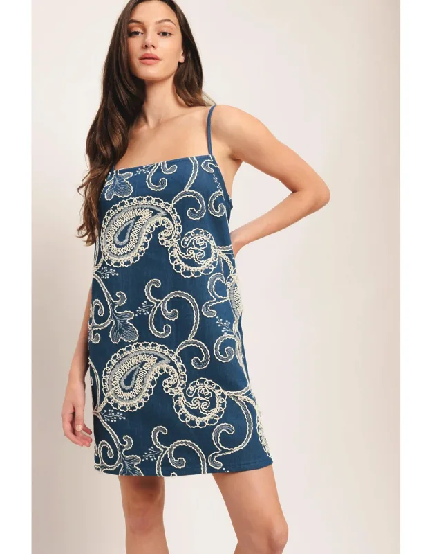 Sea Breeze Paisley Denim Dress