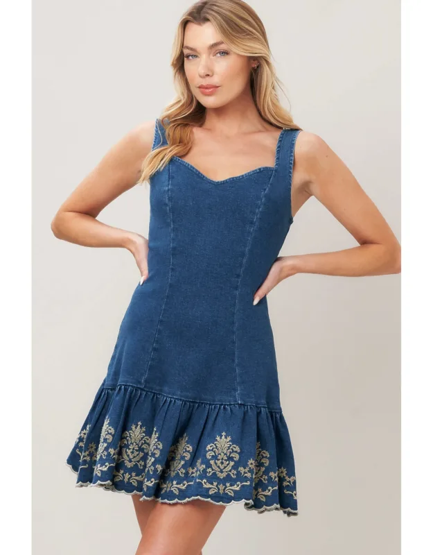 Vintage Wave Denim Mini Dress
