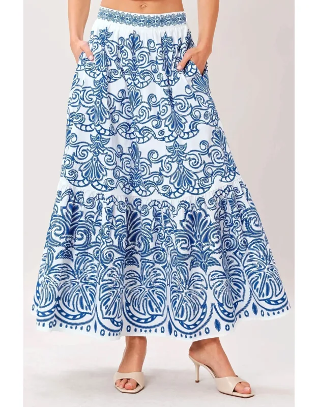 Ornate Woven Full Midi Skirt