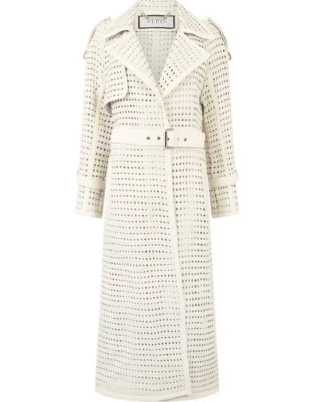 Weaved Leather Trench Coat