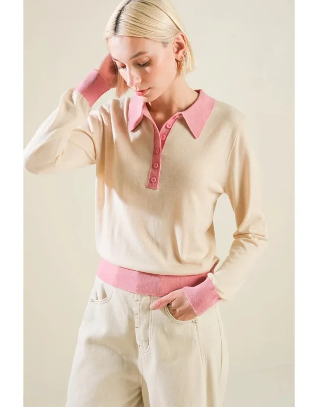 Hidden Reflections Sweater Polo Top