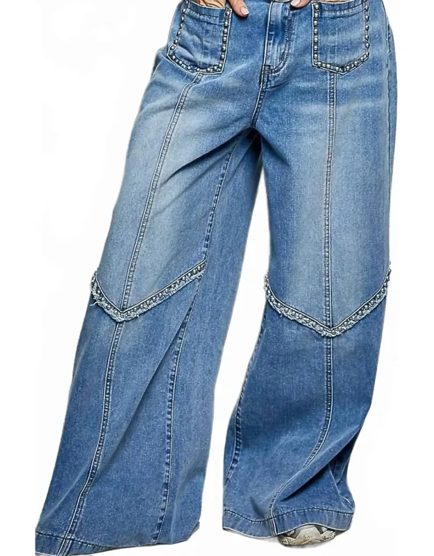Vintage Washing Solid Back Elastic Band High Rise Wide Pants