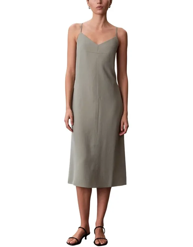 Casual Twill Sleeveless Shift Dress