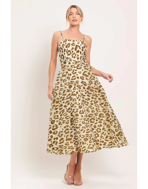 Leopard Grace Woven Midi Dress