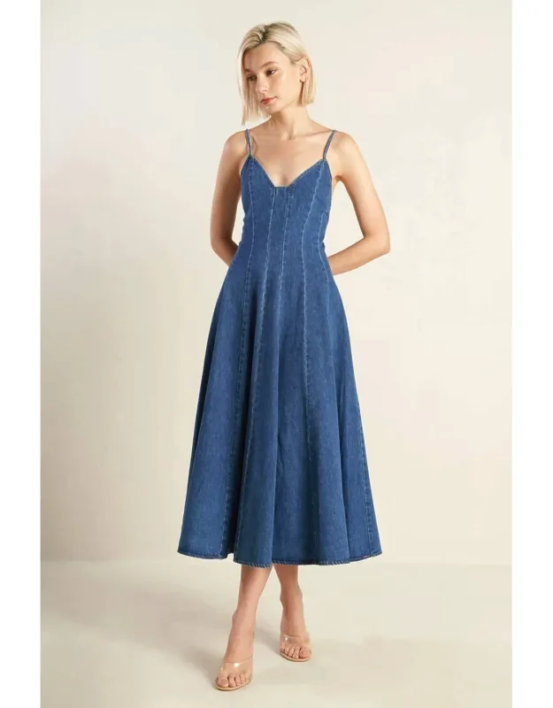 Rosewood Romance Denim Midi Dress