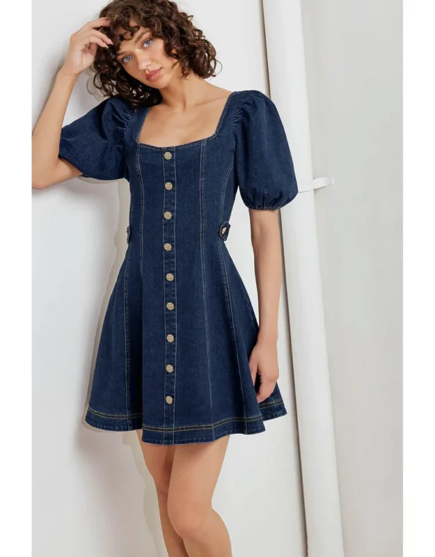 Puff & Play Denim Mini Dress