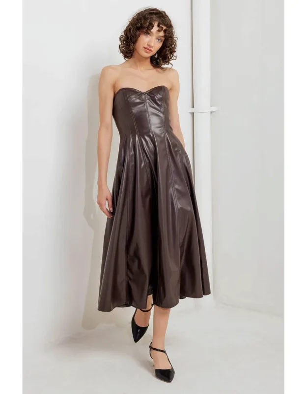 Faux Leather Midi Dress