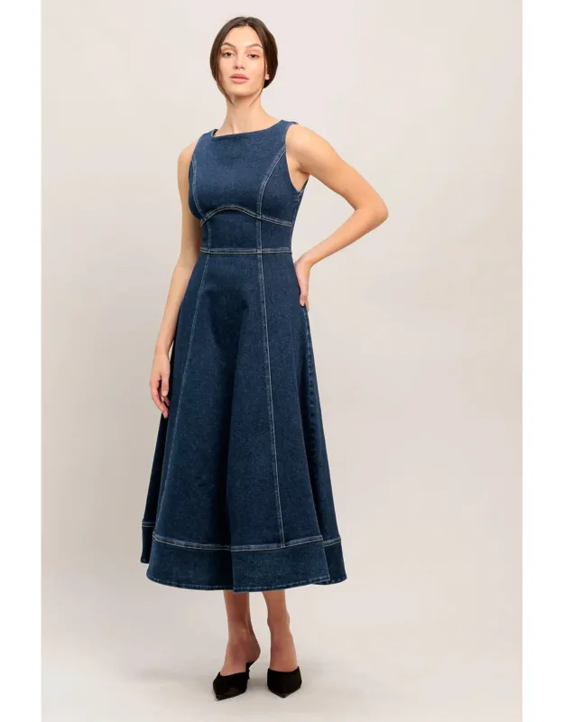 Simple Statement Denim Midi Dress