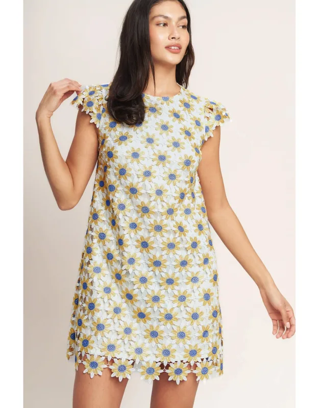Woven Lace Mini Shift Dress