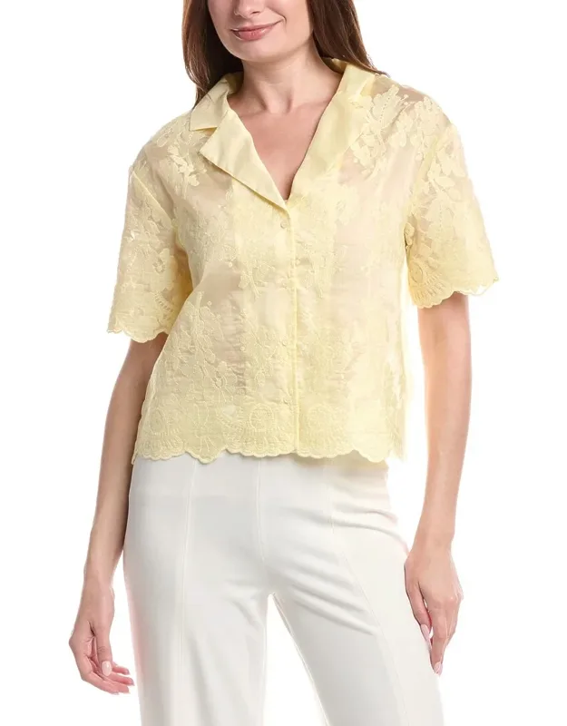 Relaxed Collat Button Front Blouse