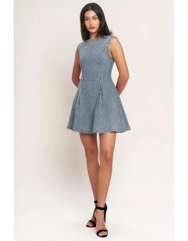 Perfectly Planned Striped Denim Dress