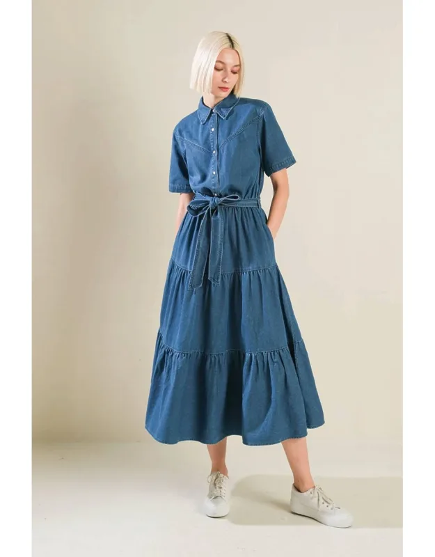 Absolute Edge Denim Midi Dress