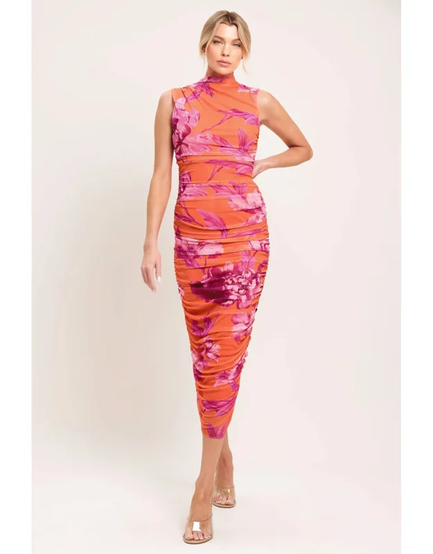 Paradise Glow Power Mesh Midi Dress