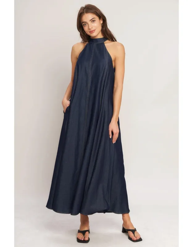 Woven Midi Halter Dress