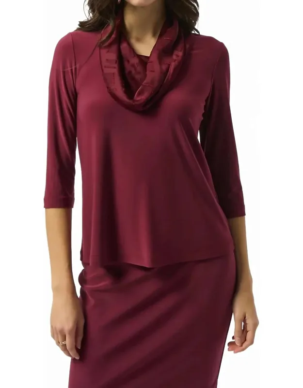 Cowl Neck 3/4 Sleeve Fitted Top