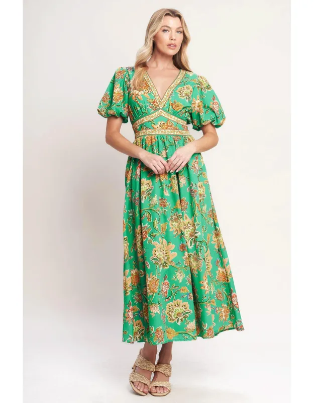 Tropical State Of Heart Woven Midi Dress
