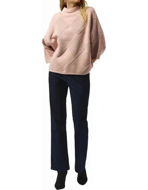 Textured Mock Neck 3/4 Sleeve Sweater Top