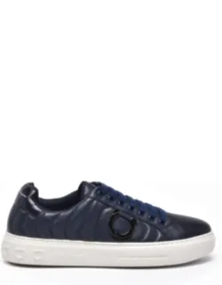 Blue Sneakers With Quilted Pattern And Rubber Sole