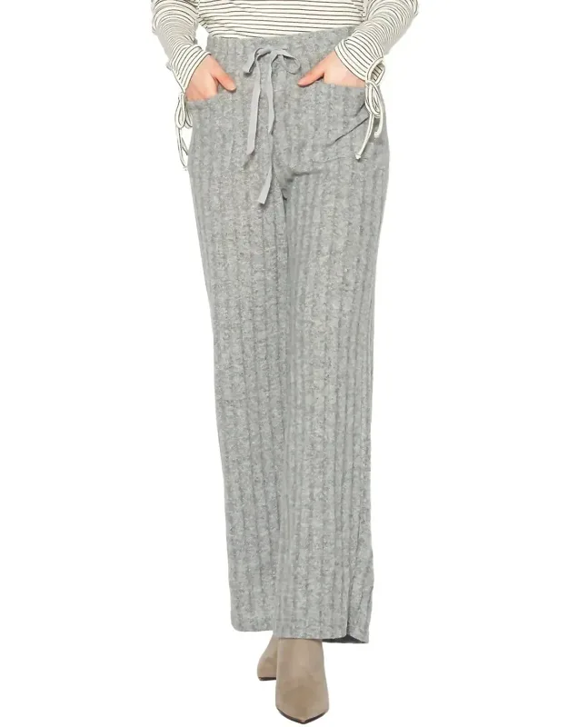 High Waist Ribbed Knit Straight Pants